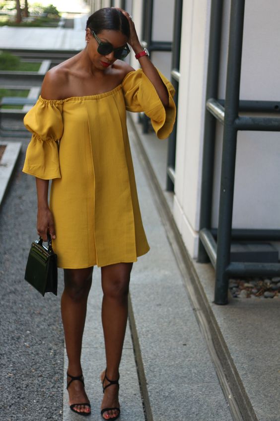 Yellow mini cotton dress