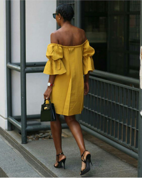 Yellow mini cotton dress