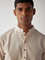 BEIGE LINEN KURTA SHIRT