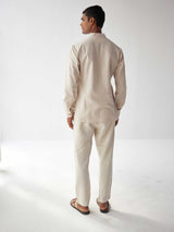 BEIGE LINEN KURTA SHIRT