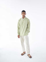 GREEN LINEN KURTA SHIRT