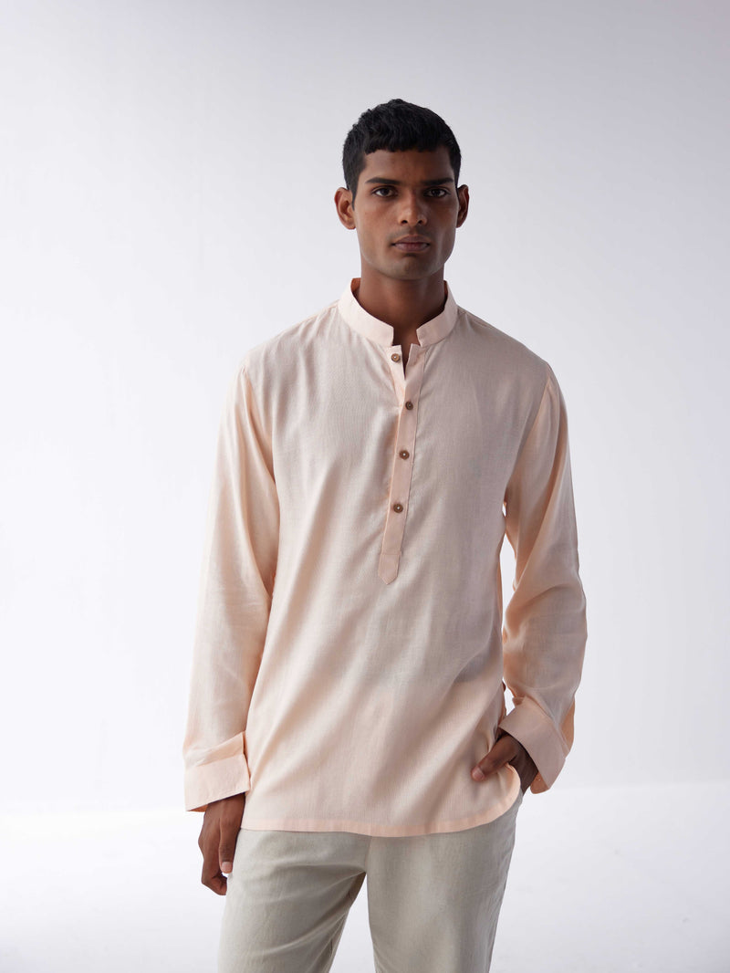 PEACH LINEN SHORT KURTA