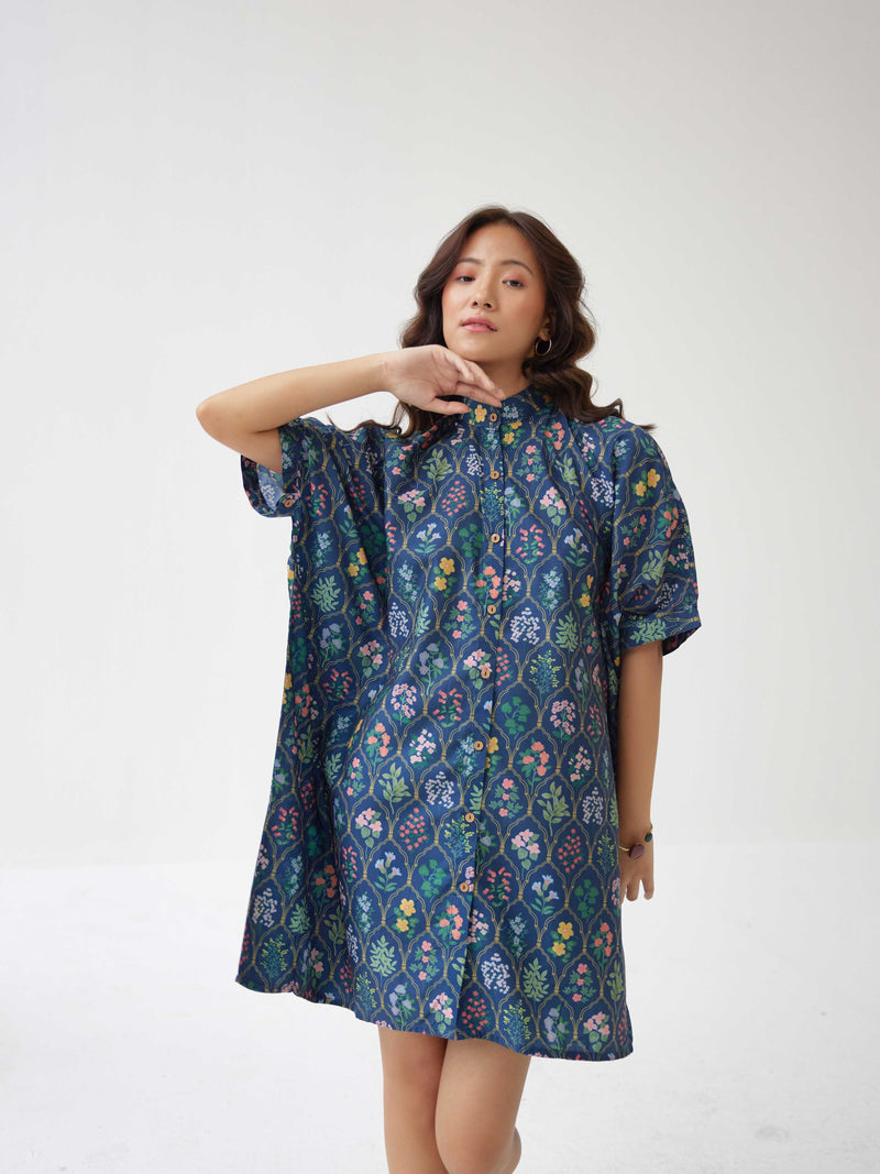 BULE MUGHAL KAFTAN DRESS