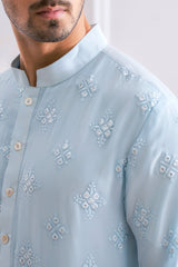 BAHAWALPUR KURTA SET (POWDER BLUE)