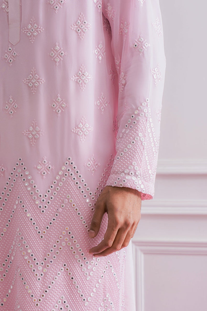 BAHAWALPUR KURTA SET (POWDER PINK)