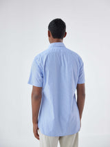 BLUE STRIPE POPLIN RESORT SHIRT