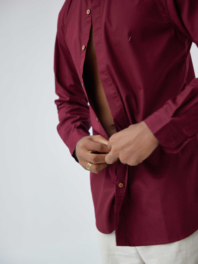 MAROON POPLIN SHIRT