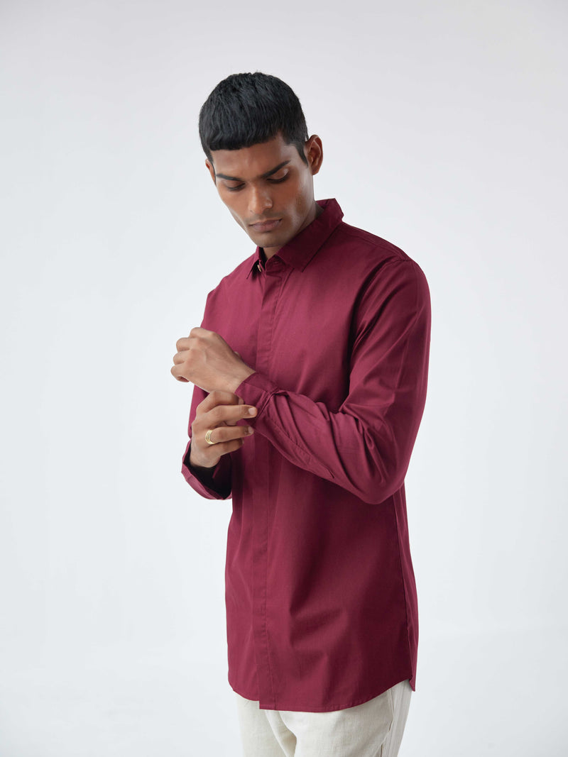 MAROON POPLIN SHIRT