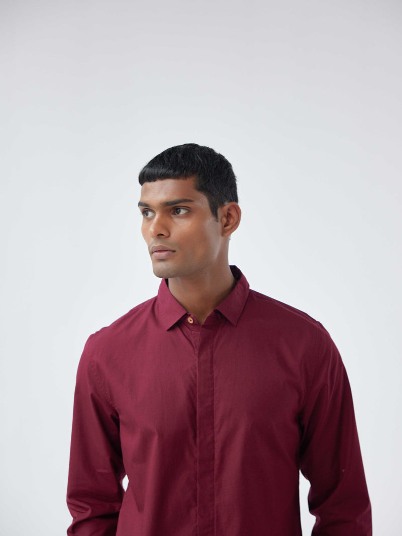 MAROON POPLIN SHIRT