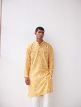 MUSTARD COTTON PRINTED KURTA