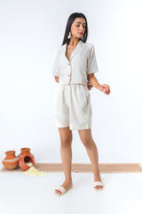 Safed Suti Co-ord shorts set