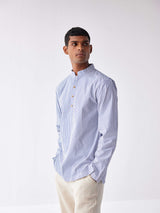 PINK-BLUE STRIP SHORT KURTA SHIRT