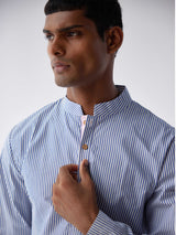 PINK-BLUE STRIP SHORT KURTA SHIRT