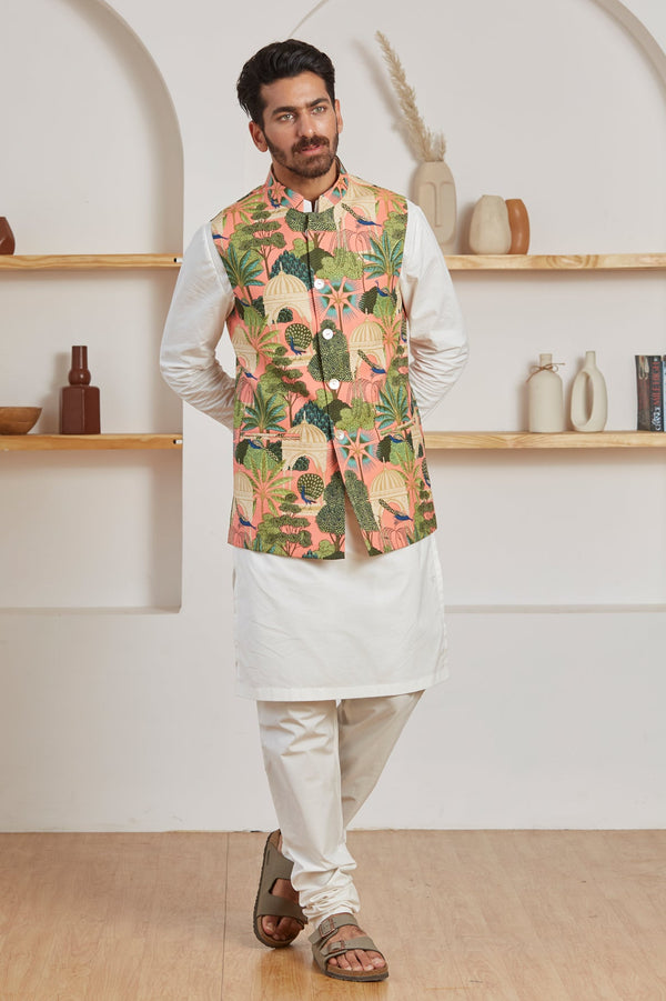 Rose Mughal Nehru Jacket