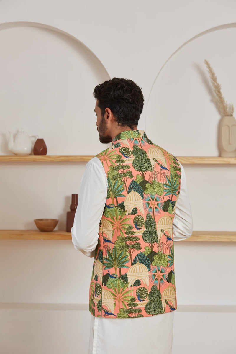 Rose Mughal Nehru Jacket