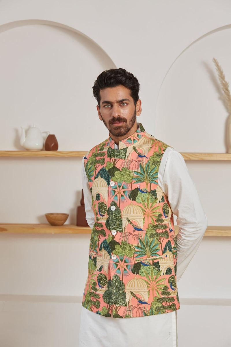 Rose Mughal Nehru Jacket